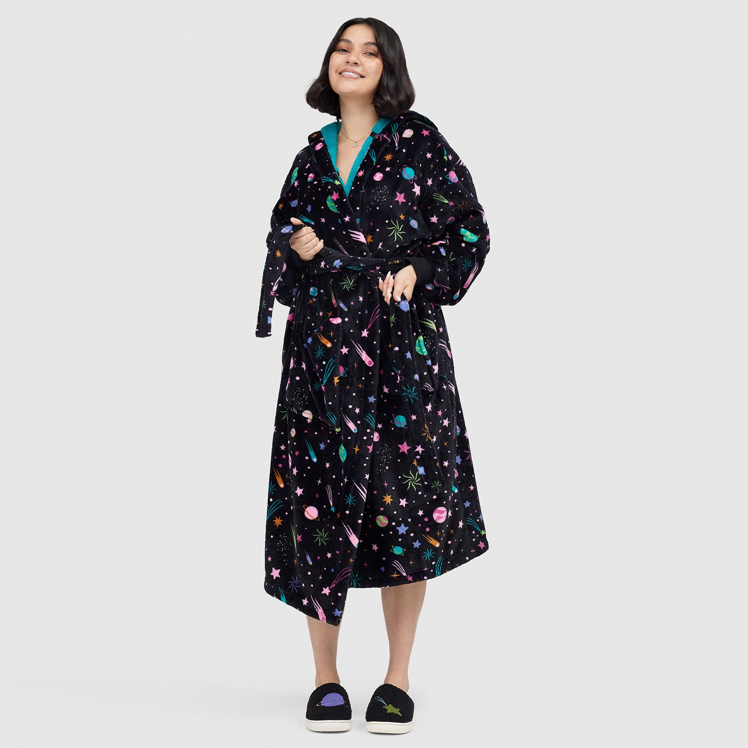 Space Oodie Robe - Cozy Fleece Wearable Blanket Hoodie for Men & Women - Perfect for Lounging, Netflix, and Cold Weather
