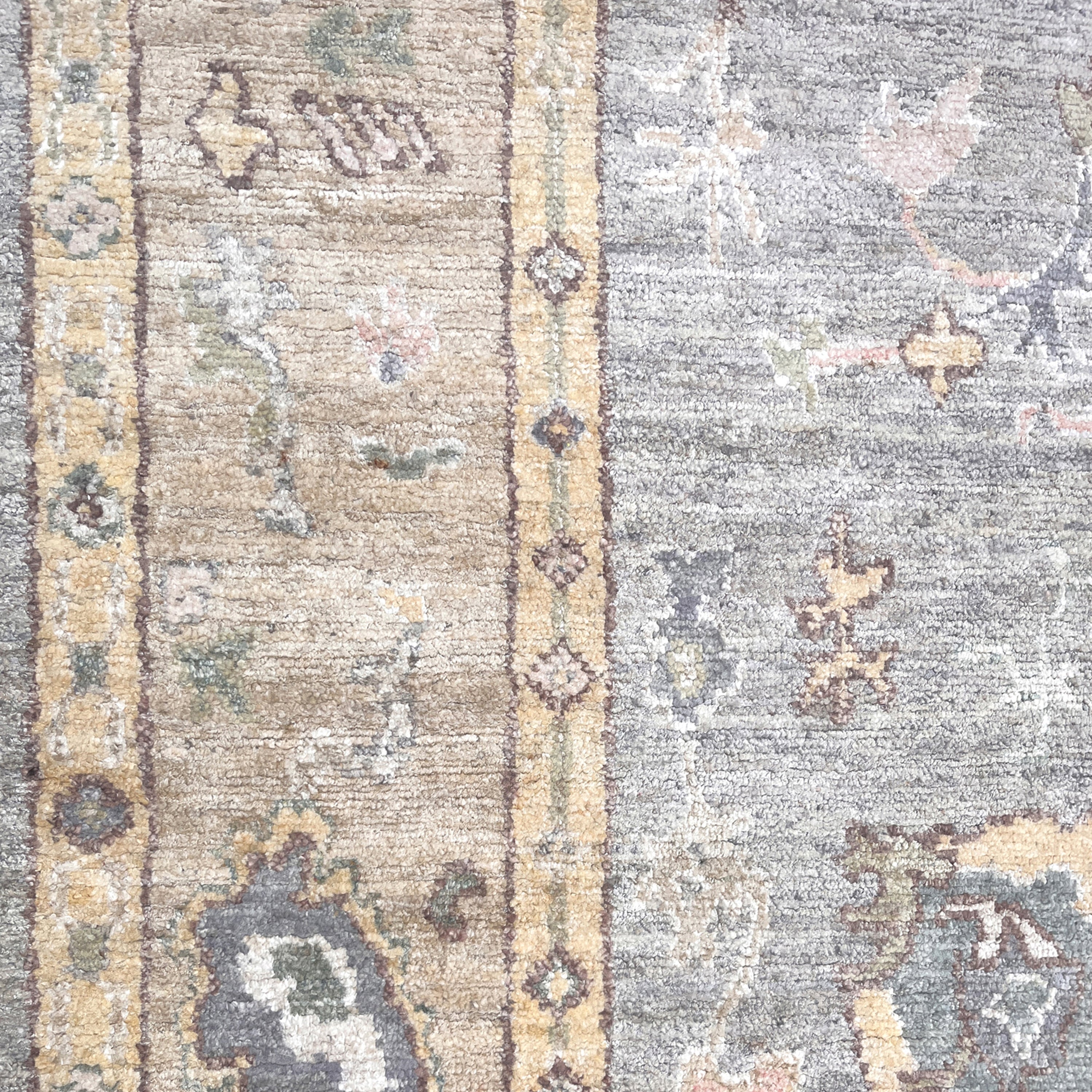 Handmade Blue Traditional Oushak Silk Rug 9'x12' - Authentic Turkish Carpet for Living Room, Bedroom & Home Decor
