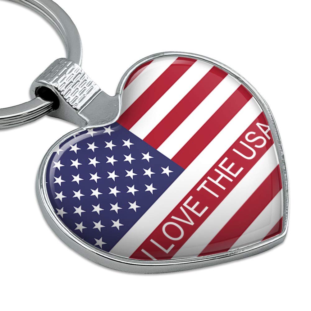 Custom USA Flag Heart Keychain - Personalized American Metal Key Ring for Keys, Gifts & Everyday Use | Patriotic Accessories for Home, Office & Travel
