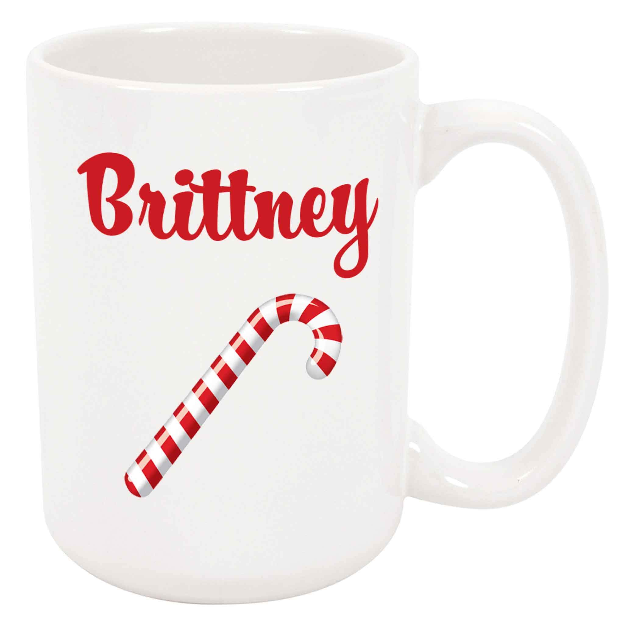 Brittney Candy Cane Christmas Coffee Mug - 12oz Ceramic Holiday Cup for Hot Cocoa, Tea & Coffee - Perfect for Xmas Gifts, Office Parties & Cozy Winter Mornings