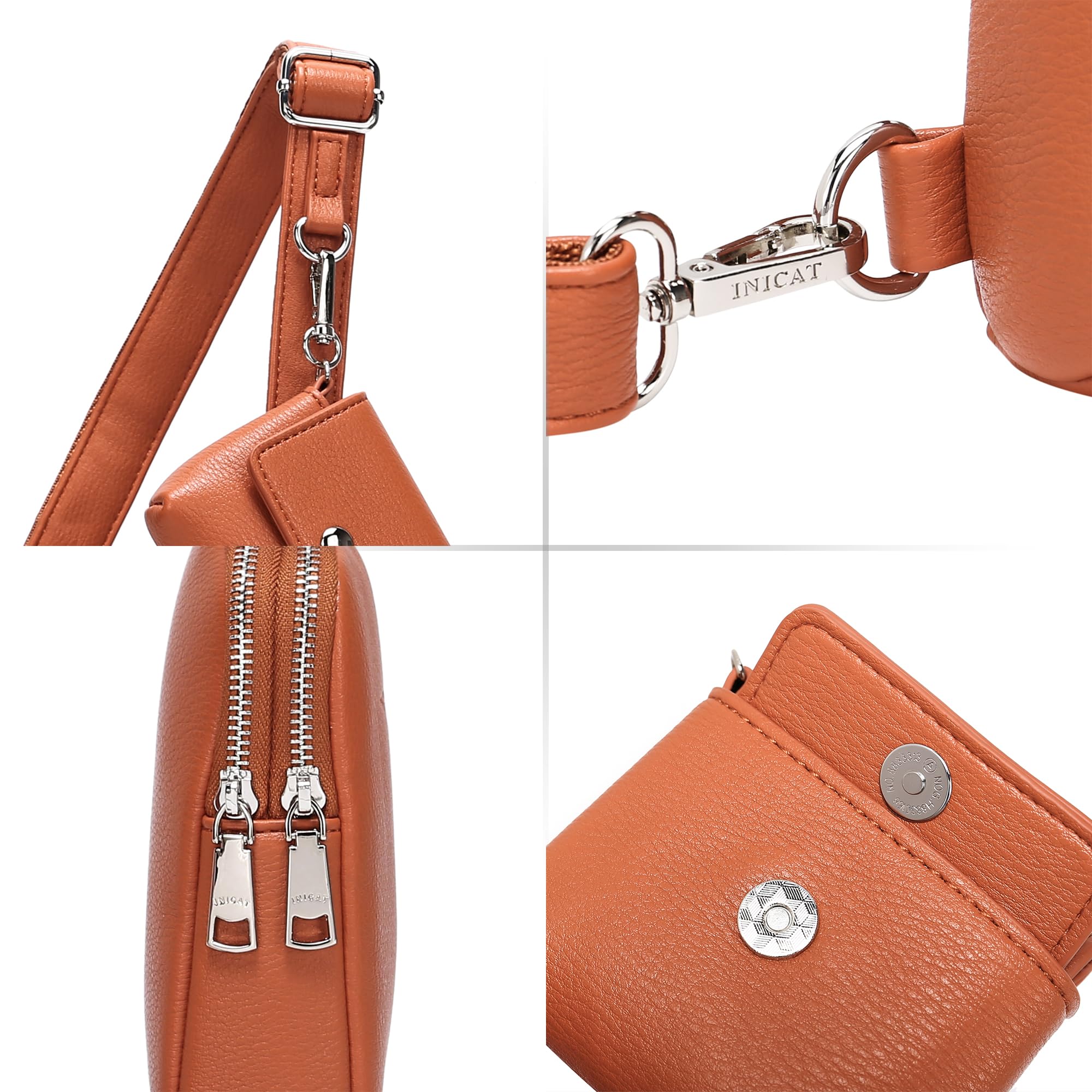 INICAT Genuine Leather Crossbody Bag for Women - Small Sling Bag with Adjustable Strap, Fashionable Fanny Pack Purse - Perfect for Travel, Shopping & Daily Use