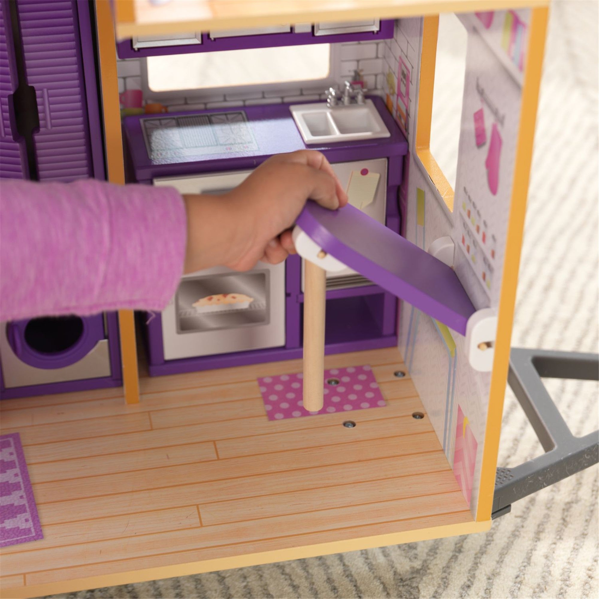 KidKraft Teeny House Dollhouse - Wooden Doll House Playset for Girls & Boys Ages 3+ | Perfect for Pretend Play, Birthday Gifts & Nursery Decor