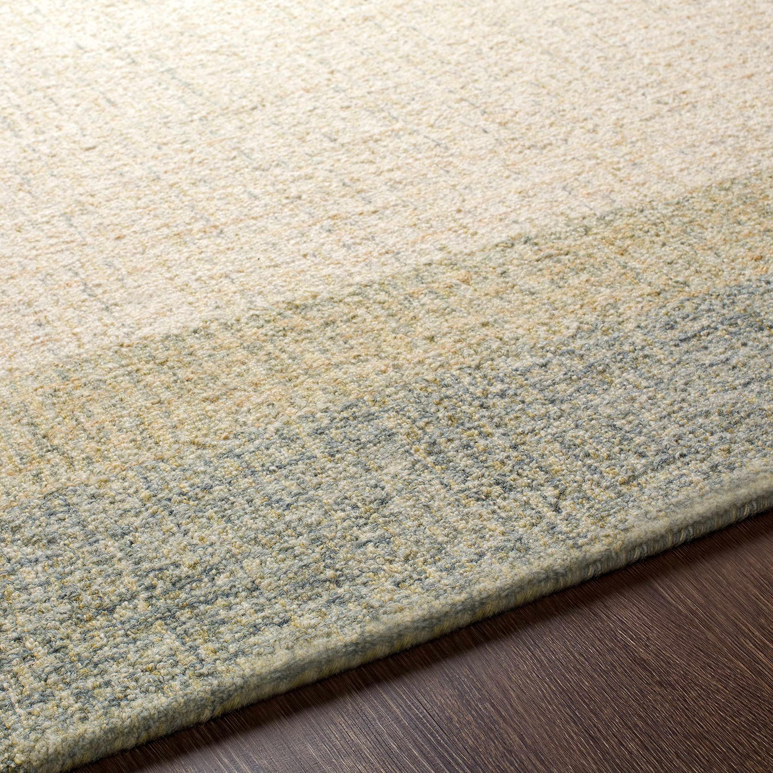 Hauteloom Pualas Wool Area Rug - Modern Beige & Green 2' x 3' - Soft Living Room & Bedroom Rug for Cozy Home Decor