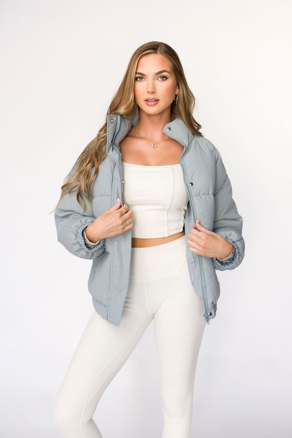 Women's Oversized Puffer Jacket - Lightweight Winter Coat with Hood, Waterproof Warm Down Alternative, Fashionable Quilted Design (Iceberg Color) - Perfect for Cold Weather, Outdoor Activities & Street Style