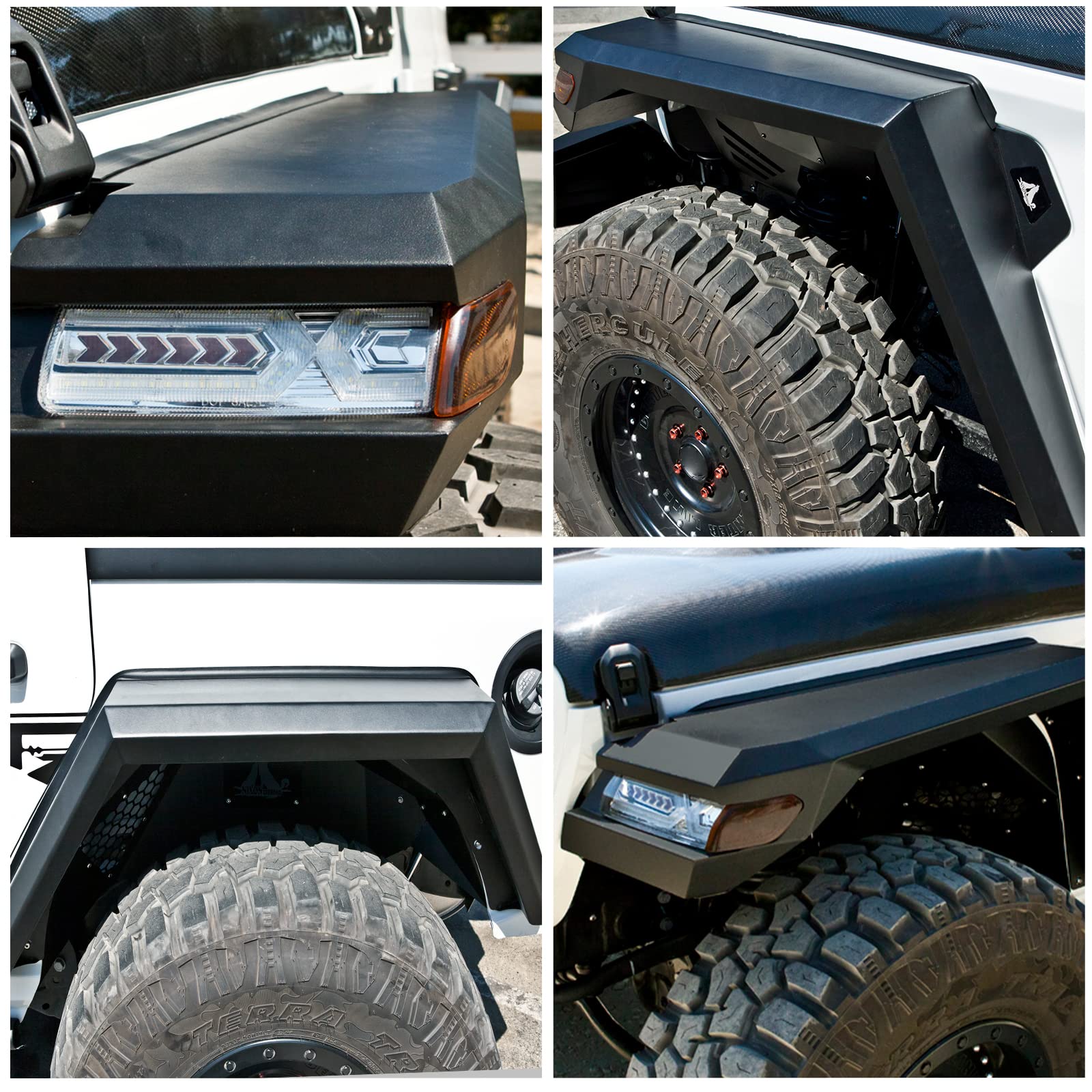NIXON OFFROAD Front Fender Flares for Jeep Wrangler JL (2018-2025) - Heavy Duty Matte Black Wheel Arch Covers for Off-Road & Adventure Driving