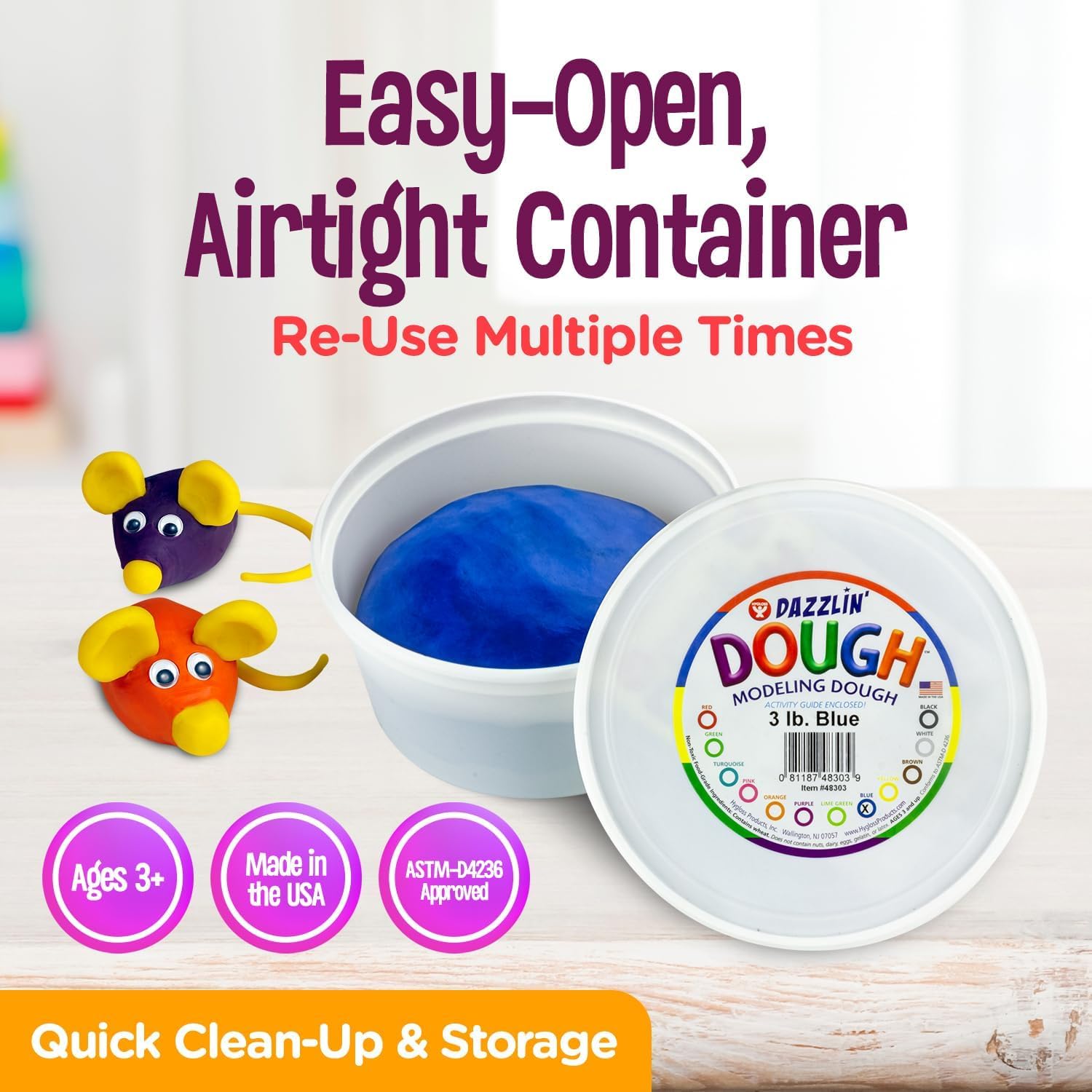 Hygloss 3lb Play Modeling Dough - Non-Toxic & Unscented Kids Art Supplies for Easter Basket, Classroom Crafts & Party Favors (Purple) - Safe Sensory Play for Toddlers & Preschool Activities