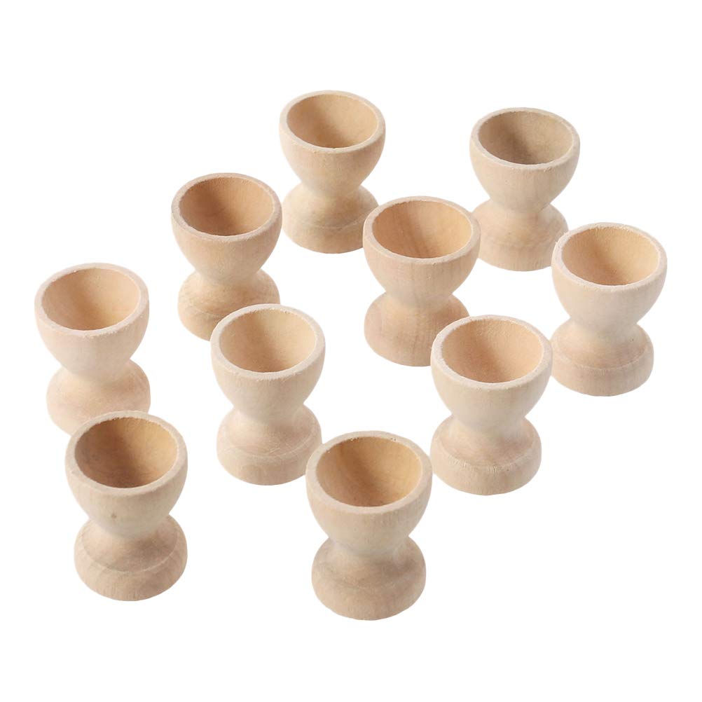 PRETYZOOM 12-Piece Wooden Egg Holder Set - Kitchen Countertop & Refrigerator Egg Storage Tray - Natural Wood Egg Cups for Home Organization, Breakfast Display & Party Favors - Perfect for Easter Decor, Farmhouse Kitchen & Brunch Serving