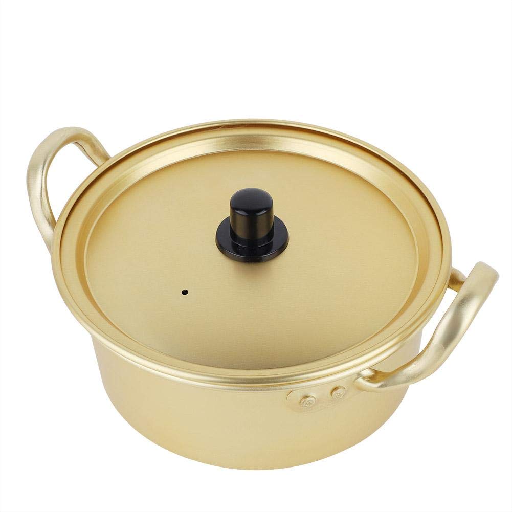 Premium Korean Ramen Noodle Pot - Yellow Aluminum Stockpot with Lid for Authentic Korean Noodles | Durable Kitchen Cookware for Ramen, Soup & Stew | Perfect for Home Cooking & Restaurant Use