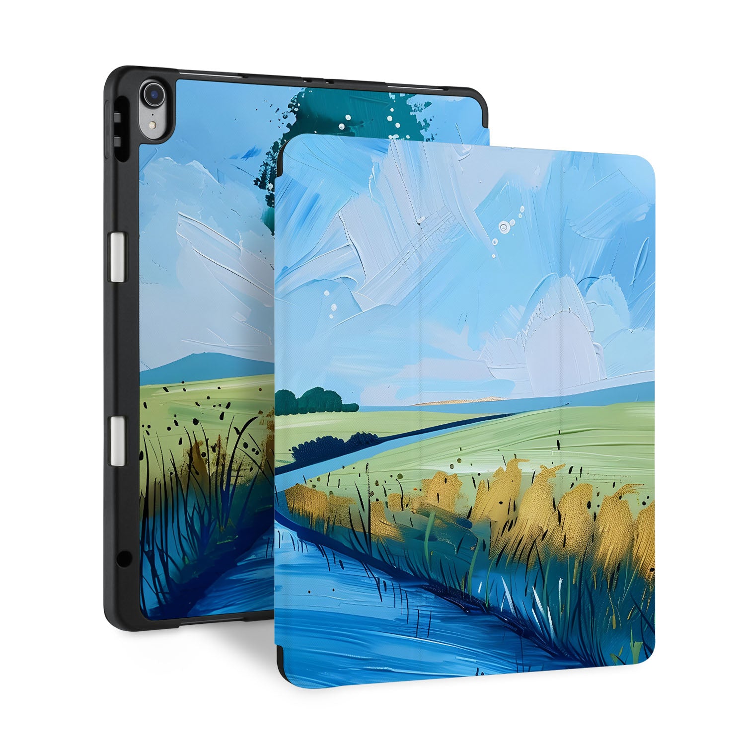 Premium iPad Trifold Case with Abstract Art Design - Slim Protective Cover for iPad Air/Pro (6th/5th/4th Gen) | Perfect for Work, Travel & Home Use
