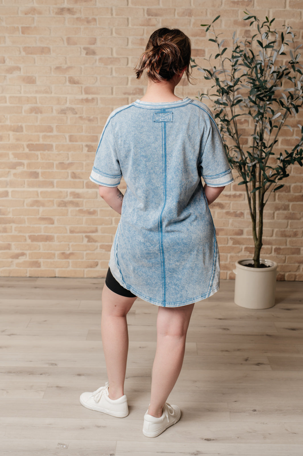 Stylish Denim Mini Dress with Mineral Wash - Perfect for Casual Outings, Dates & Summer Fashion