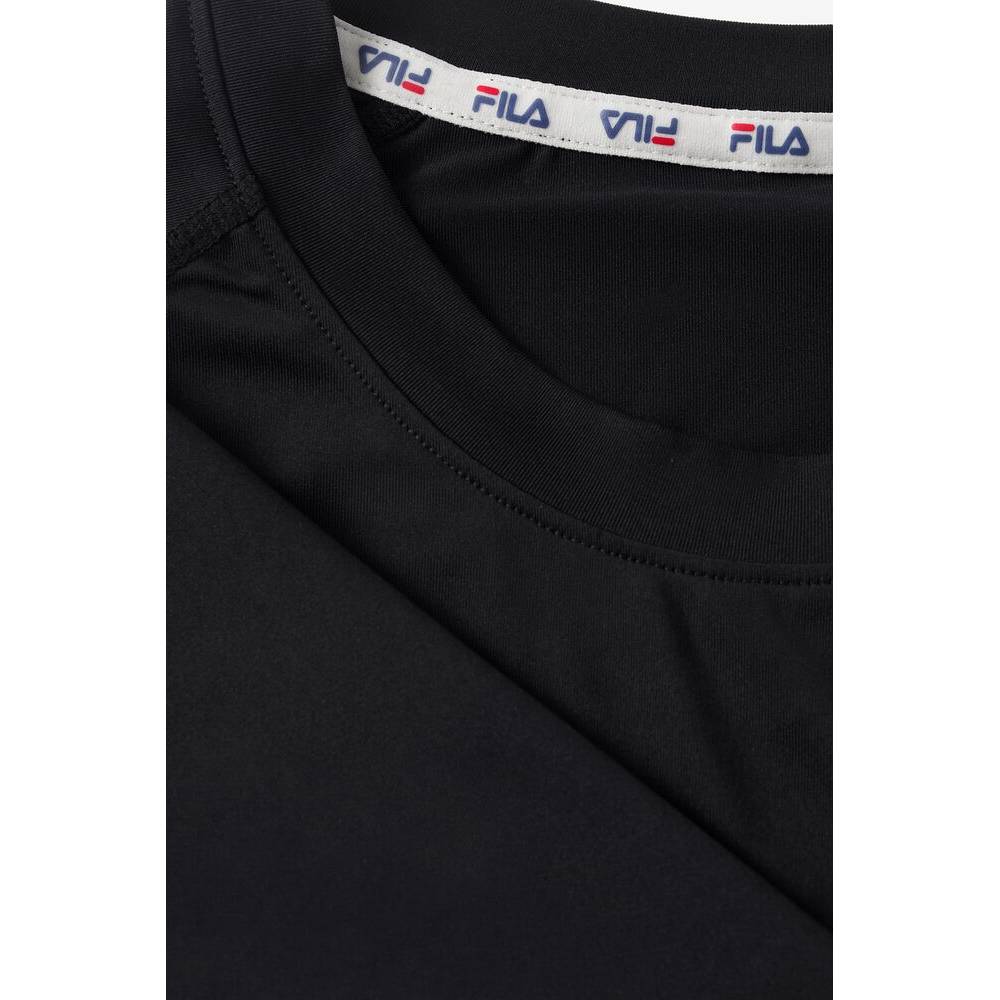 Fila Men's Short Sleeve Crewneck T-Shirt - Breathable Cotton Tee for Casual Wear & Gym Workouts (Black)