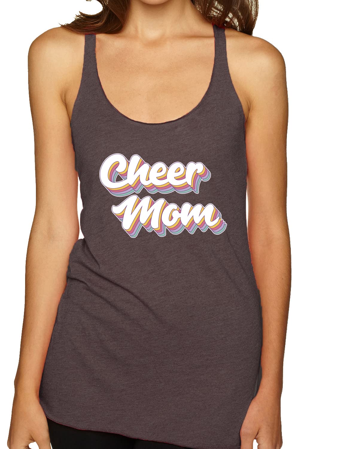 Vintage Cheer Mom Sports Tank Top - Soft Tri-Blend Racerback for Women - Perfect for Cheerleading, Gym Workouts & Casual Wear