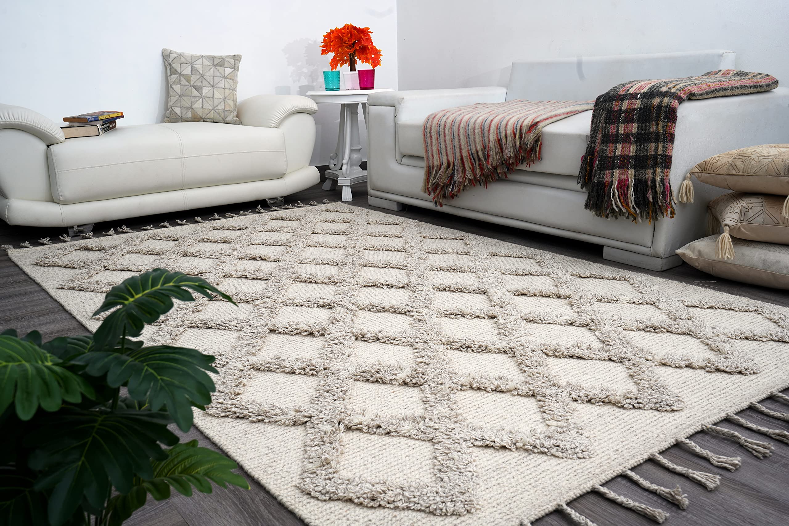 Premium Handmade Cyprus Wool Rug – Natural Fiber, Easy Maintenance, 5' x 8' Living Room & Bedroom Carpet – Soft & Durable Floor Decor for Home & Office