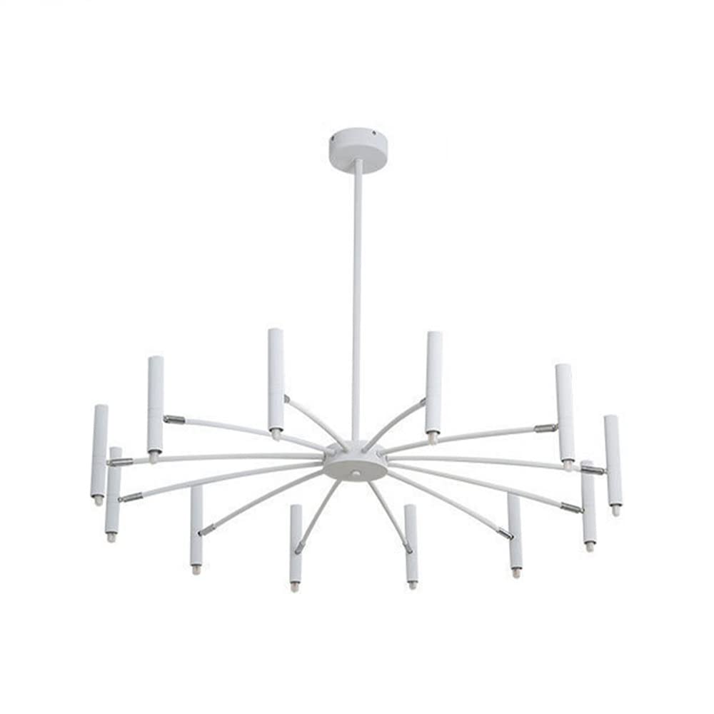 LITFAD 12-Light Modern White LED Chandelier - Contemporary Ceiling Light Fixture for Bedroom, Living Room & Restaurant Decor - 110V-120V - Perfect for Dining Rooms, Entryways and Luxury Home Lighting