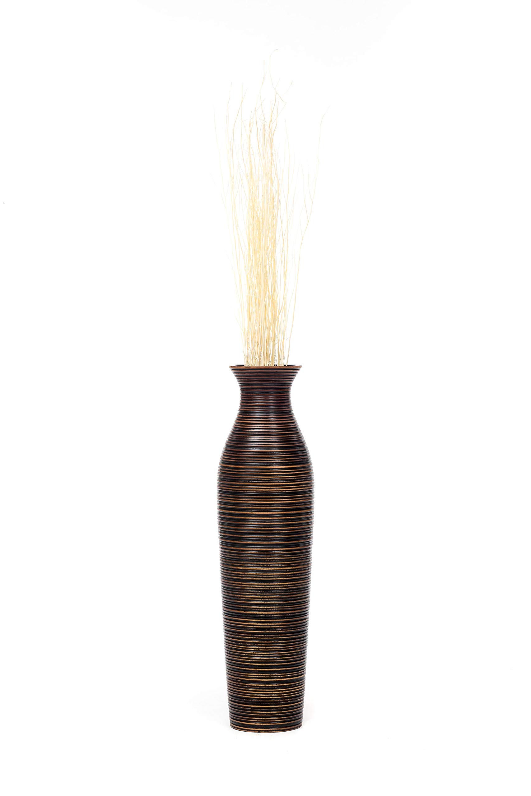 Leewadee 28-inch Large Brown Wooden Floor Vase - Farmhouse Decor for Flowers, Fake Plants & Pampas Grass - Perfect for Living Room, Entryway or Bedroom Decoration