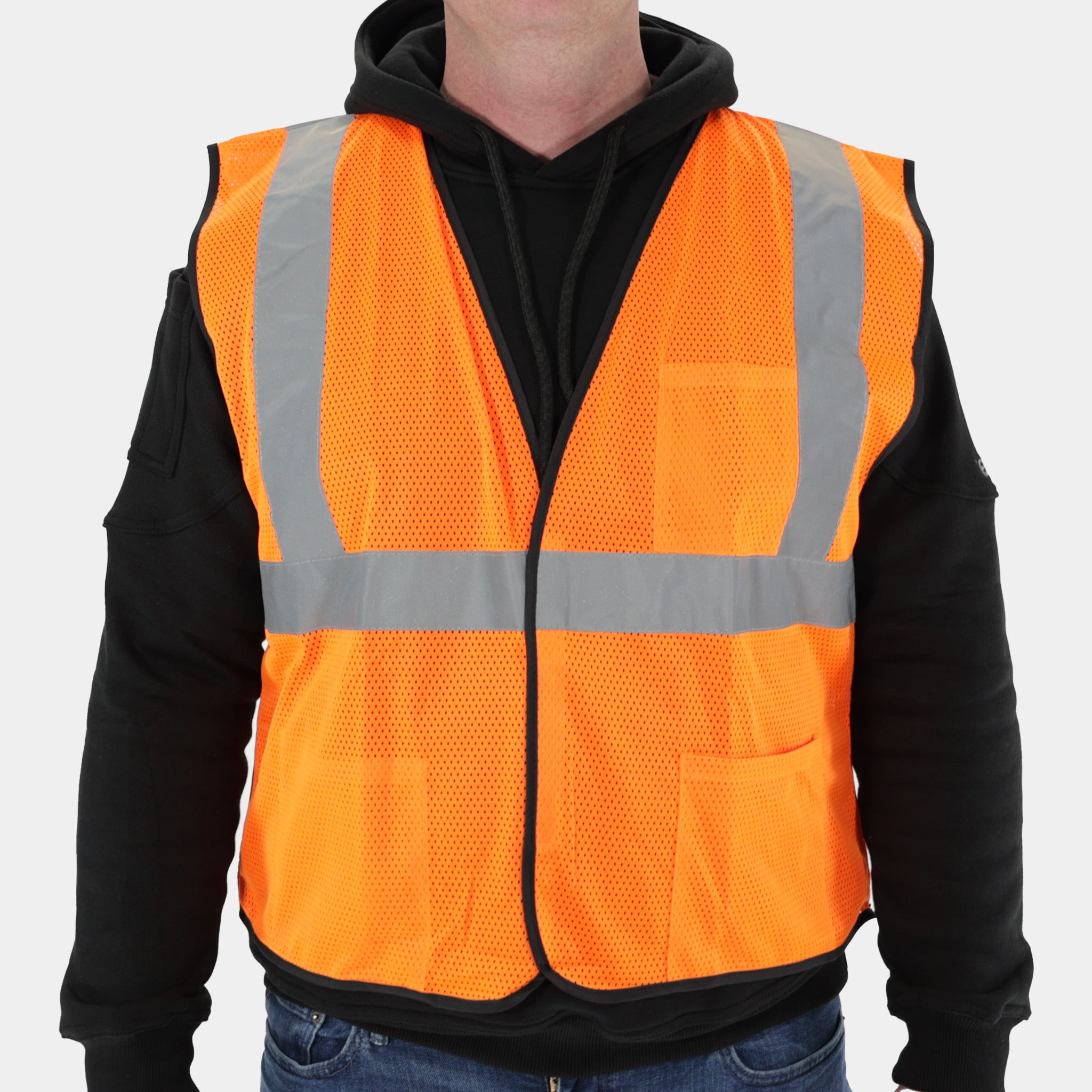 High Visibility Economy Orange Safety Vest (1-Pack) - Reflective Work Vest for Construction, Roadside, and Outdoor Safety