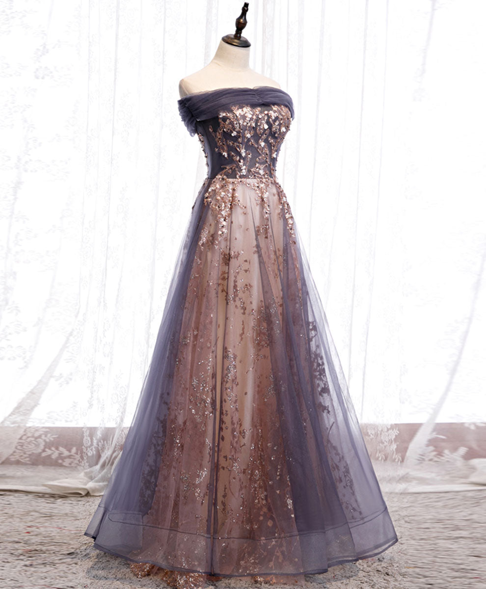 Elegant Off-Shoulder Tulle Lace Long Prom Dress for Formal Events - Perfect for Homecoming, Wedding Guest & Special Occasions