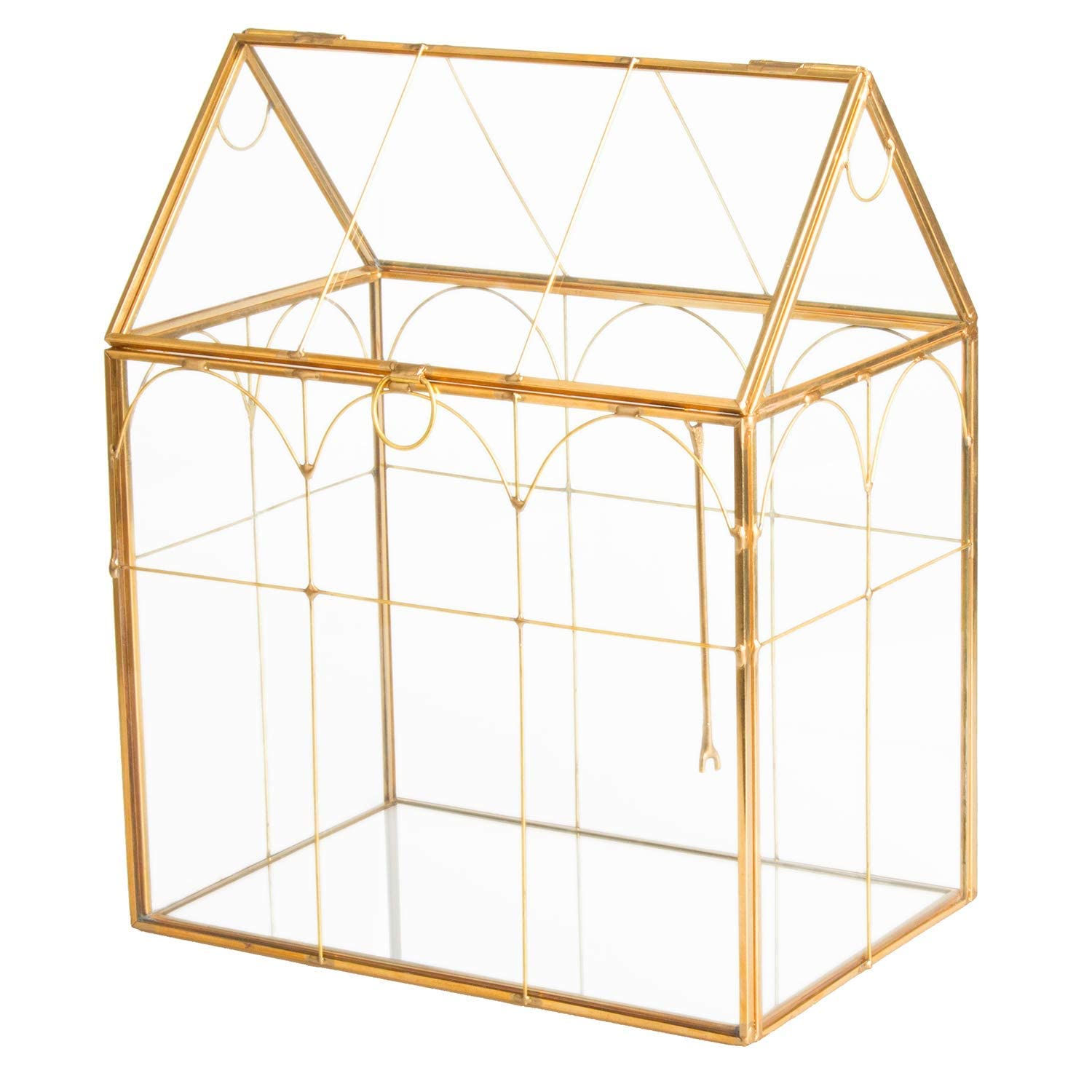Glass Geometric Plant Terrarium for Succulents & Air Plants - Home, Office & Garden Decor (Gold House) | Perfect for Indoor Greenery, Wedding Centerpieces & Modern Interior Design