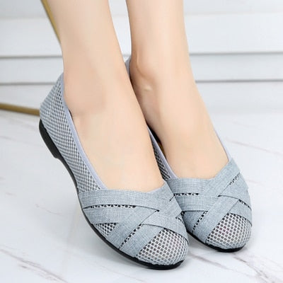 Women's Comfortable Flat Shoes - Breathable & Lightweight Cloth Slip-Ons for Casual Wear, Walking & Travel