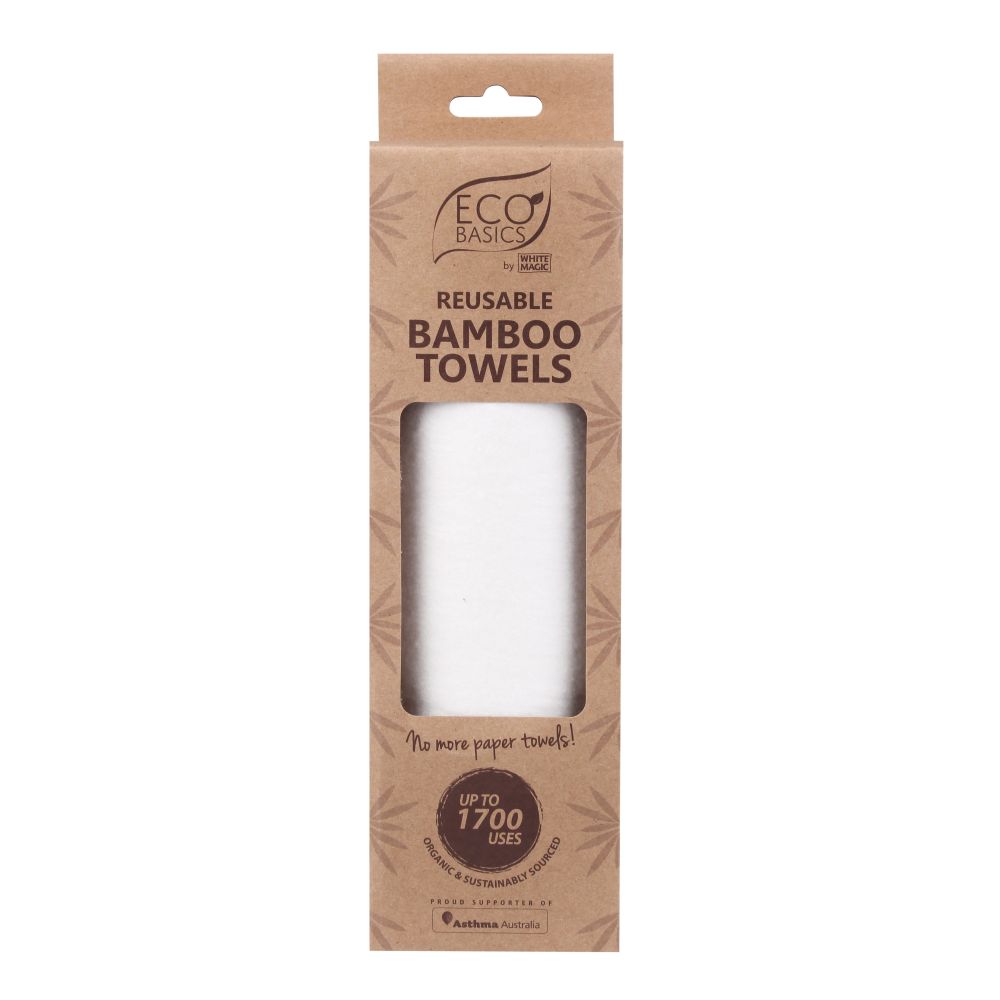 Eco-Friendly White Magic Bamboo Paper Towel Roll - 100% Biodegradable & Reusable Kitchen Towels for Sustainable Cleaning | Perfect for Home, Office & Camping Use