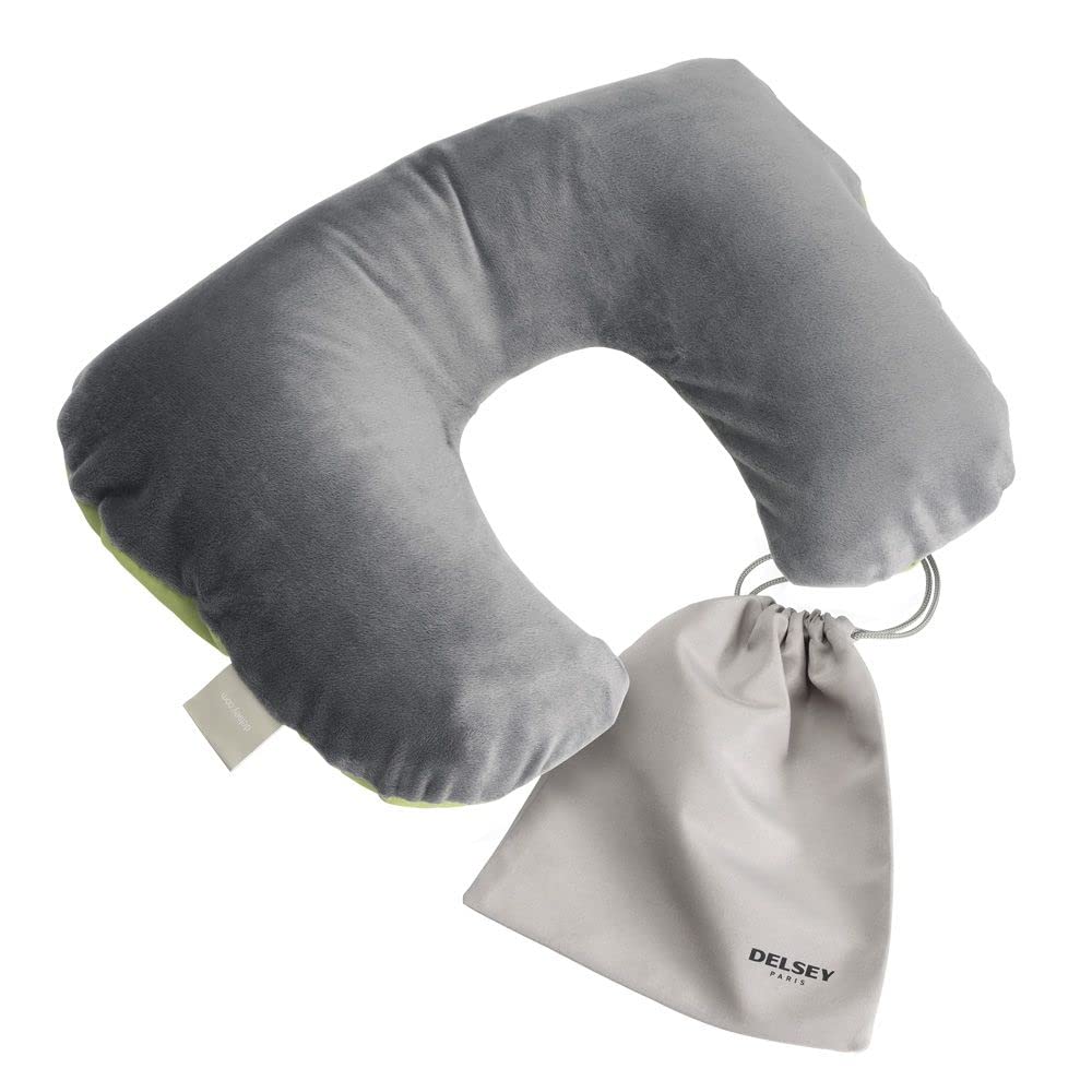 Delsey Paris Lime Travel Pillow for Neck Support - Soft Memory Foam, Compact & Portable (394026013) - Perfect for Airplanes, Cars & Office Naps
