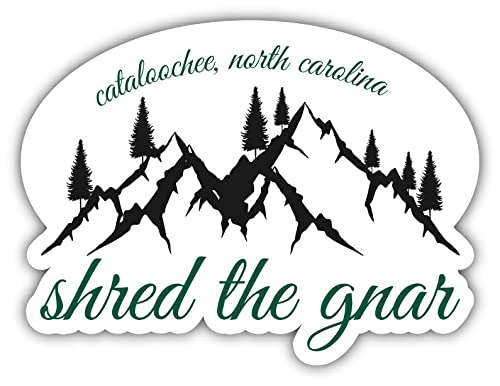 Cataloochee North Carolina Ski & Snowboard Adventure Vinyl Decal Sticker - 4 Inch Mountain Design for Helmets, Laptops & Water Bottles