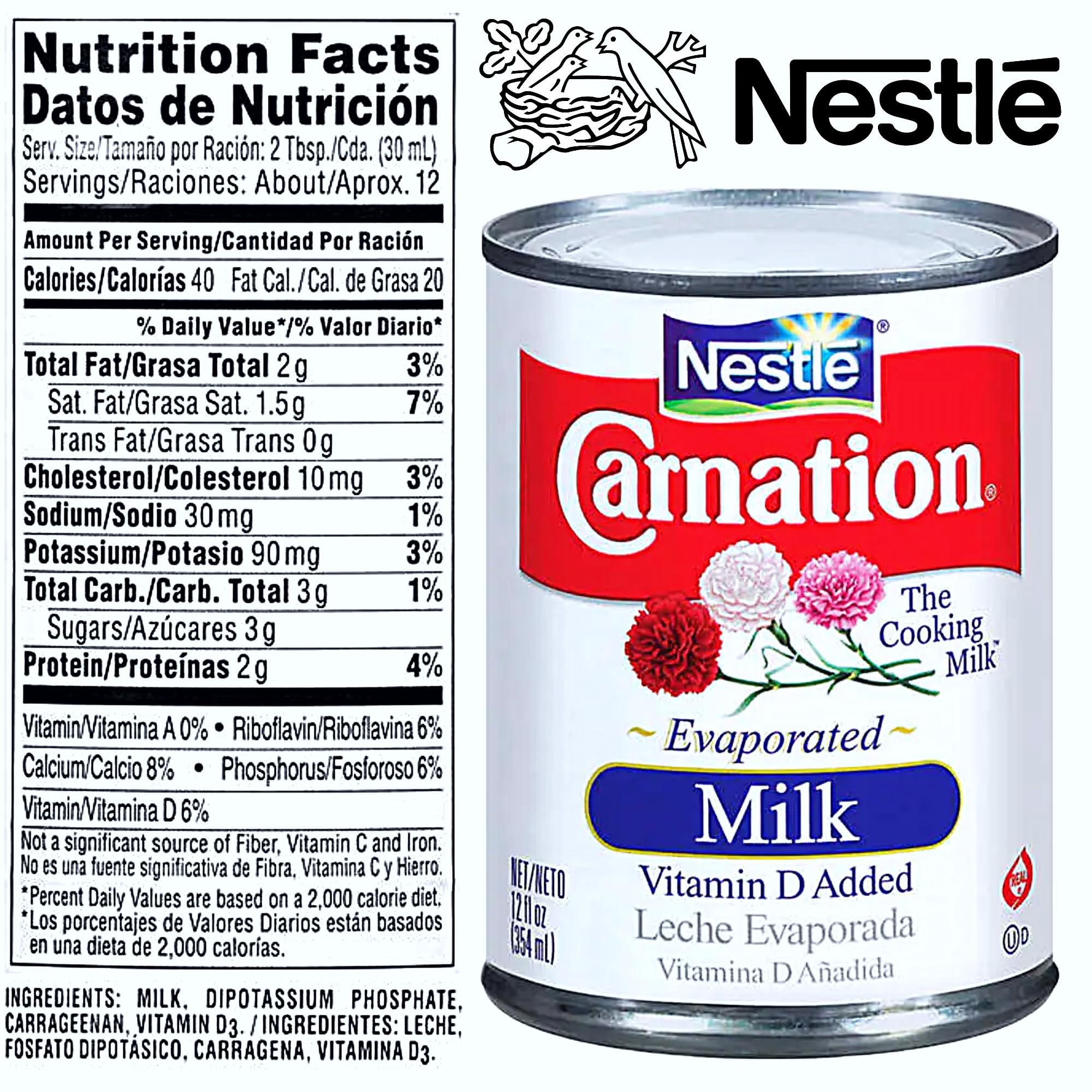 Evaporated Milk Canned with Vitamin D - Gluten Free, 12 Fl Oz (Pack of 12) | Perfect for Baking, Coffee Creamer & Desserts | Premium Quality in BETRULIGHT Branded Packaging