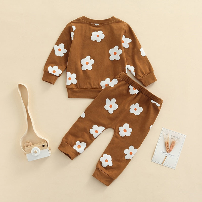 Floral Print Toddler Tracksuit Set - Soft Cotton Baby Jogger Outfit for Boys & Girls - Perfect for Playtime, Daycare & Family Outings