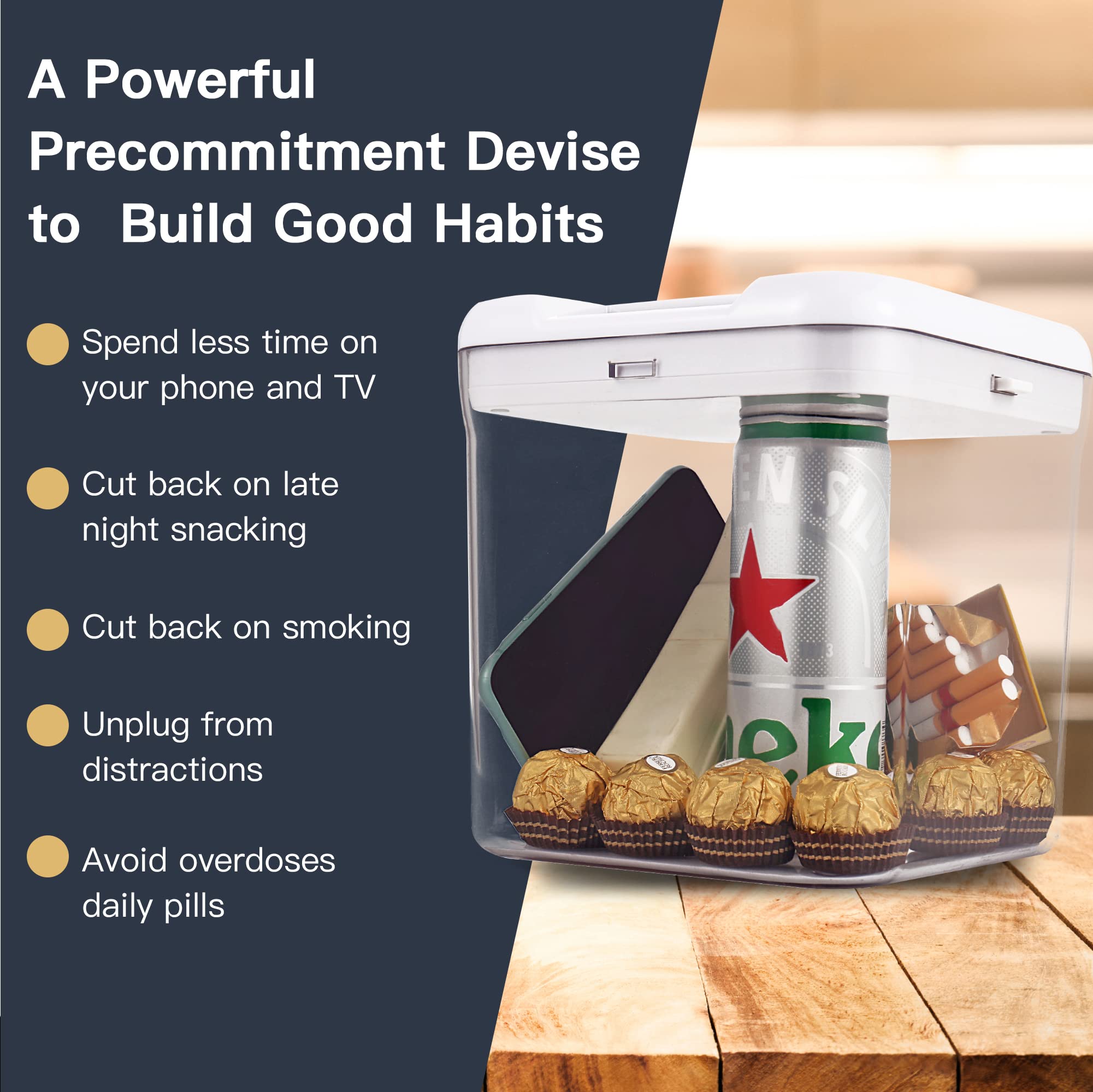 Time Lock Box with Timer - Secure Phone Lock Box for Cell Phones, Snacks & Valuables | Portable Time Locking Container for Kids, Students & Adults | Perfect for Focus, Dieting & Productivity