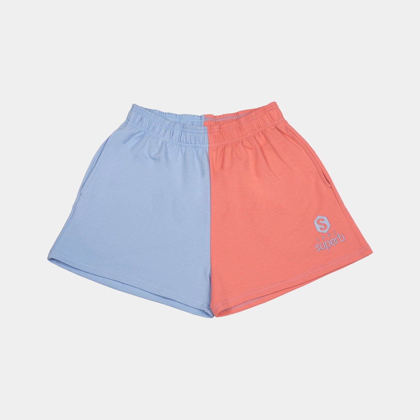 Short Bicolor Corto BeHappy Azul/Coral - Stylish Two-Tone Shorts for Women | Perfect for Summer, Beach, and Casual Outings