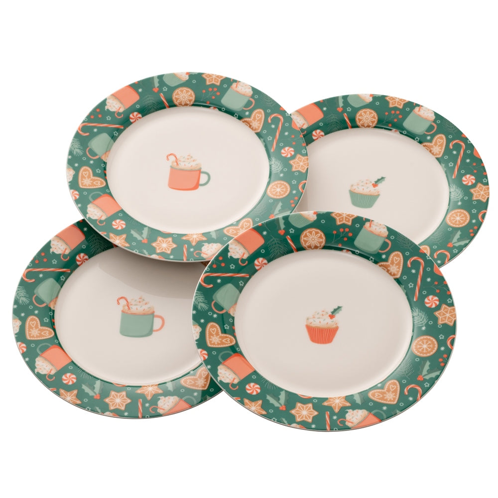 Belleek Living Christmas Cupcakes Set of 4 Tea Plates - Holiday Dessert Plates for Tea Party, Coffee, and Festive Dining | Perfect for Christmas Gatherings, Cookie Serving, and Seasonal Decor