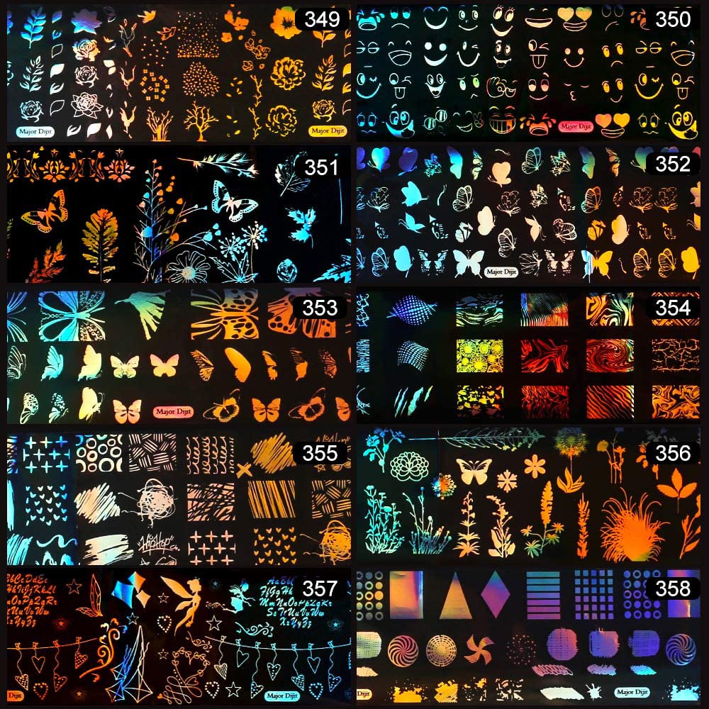 EXCLUZO 40-Pack 1000mm Smile Face Leaf Graffiti Glossy Nail Transfer Stickers - DIY Nail Art Decals for Salon, Home Manicure & Party Nail Designs