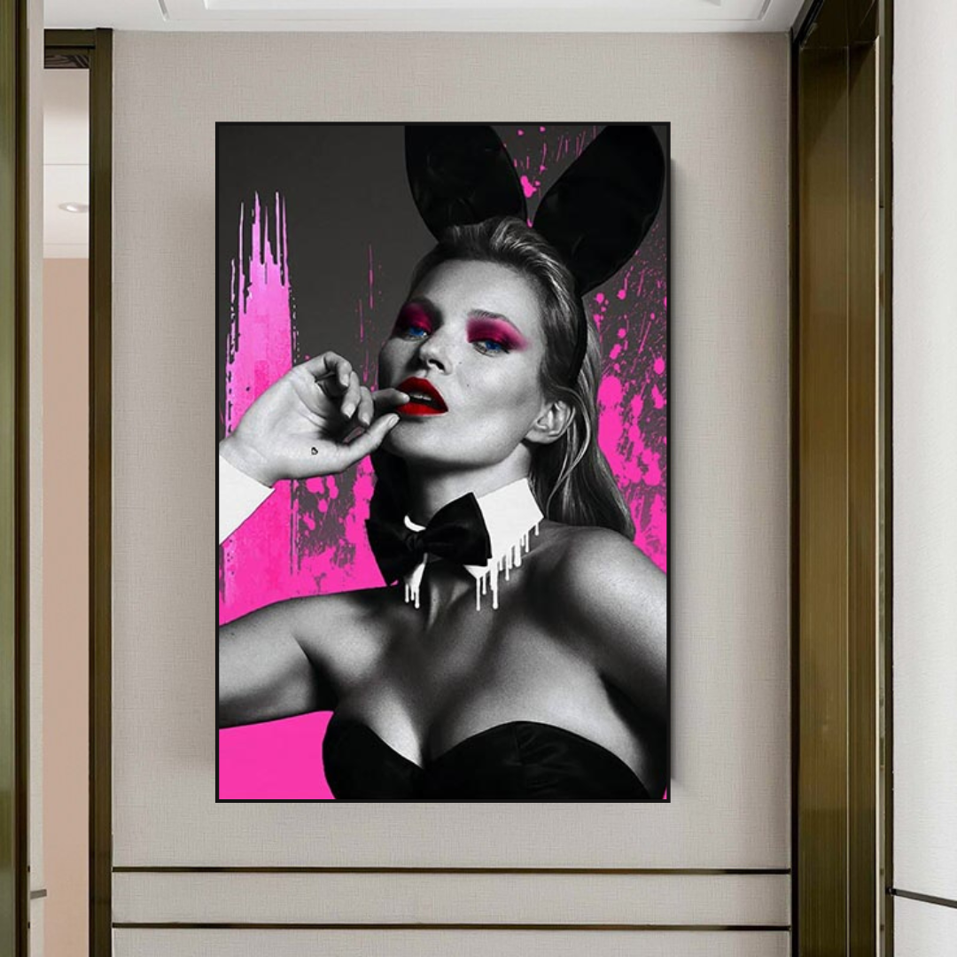 Kate Moss Pink Bunny Poster - Limited Edition Art Print for Wall Decor, Bedroom & Living Room Aesthetic
