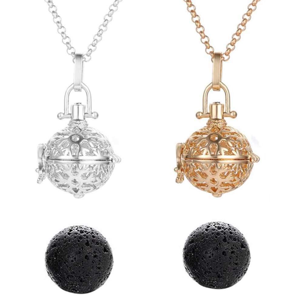 MILISTEN 2 Pack Aromatherapy Essential Oil Diffuser Necklace - Stainless Steel Perfume Pendant Locket for Women, Gift for Mom, Mothers Day, Birthday | Yoga, Meditation, Stress Relief, Office Wear