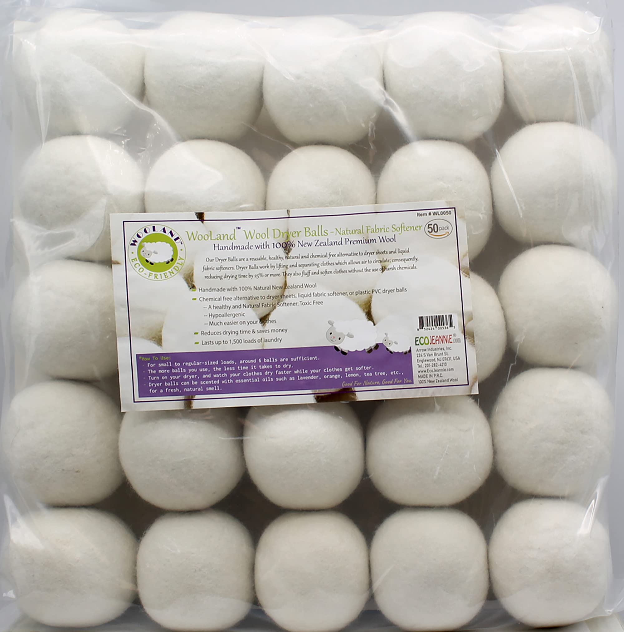 Premium Organic Wool Dryer Balls - 100% New Zealand Wool, Natural Fabric Softener for Sensitive Skin & Baby Clothes (75 Count) | Eco-Friendly, Hypoallergenic Laundry Solution for Soft, Static-Free Clothes - Perfect for Families & Eco-Conscious Homes