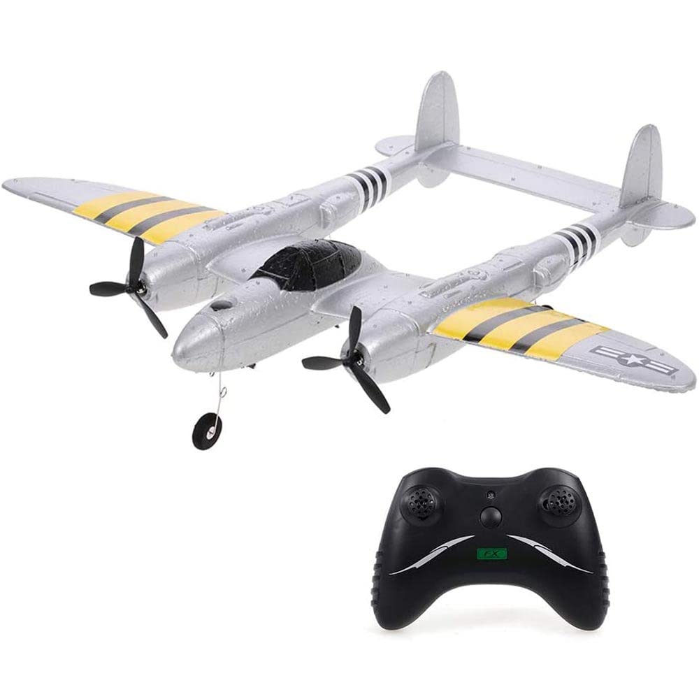 FX-816 P38 Lightning 2.4GHz 2CH RC Airplane - Ready to Fly Remote Control Plane for Kids, Beginners & Adults - Outdoor Flight Toy with Durable Design - Perfect for Backyard Flying, Park Adventures & RC Hobby Training