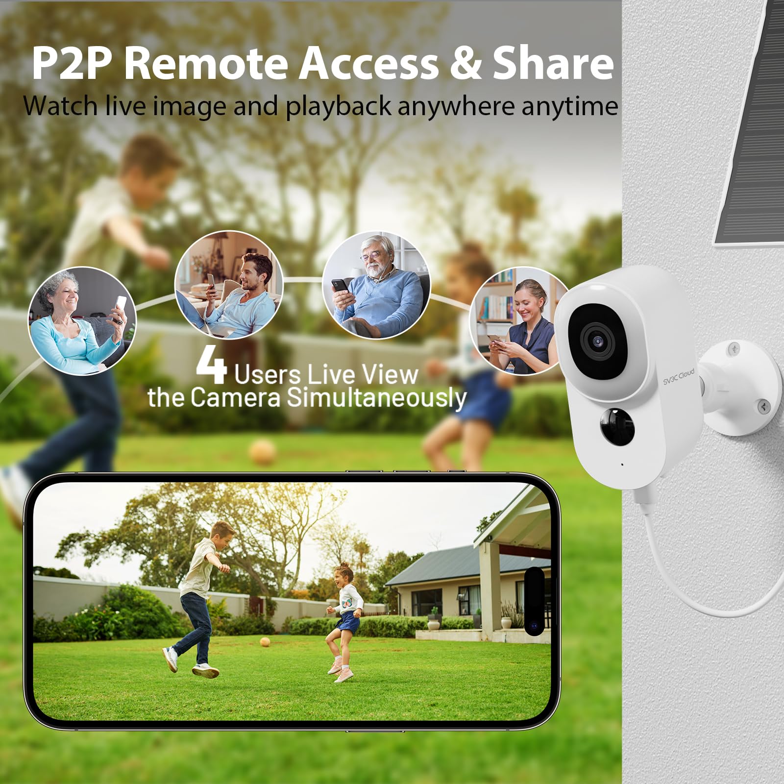 2 Pack SV3C 2K Solar Security Cameras Wireless Outdoor, 2.4G WiFi Battery Powered Home Security Camera with 14 Spotlight Color Night Vision, 110° Wide View Angle, PIR Human Detection, 2-Way Audio, Cloud & SD Card Storage - Ideal for Home, Yard, Garage, and Property Surveillance
