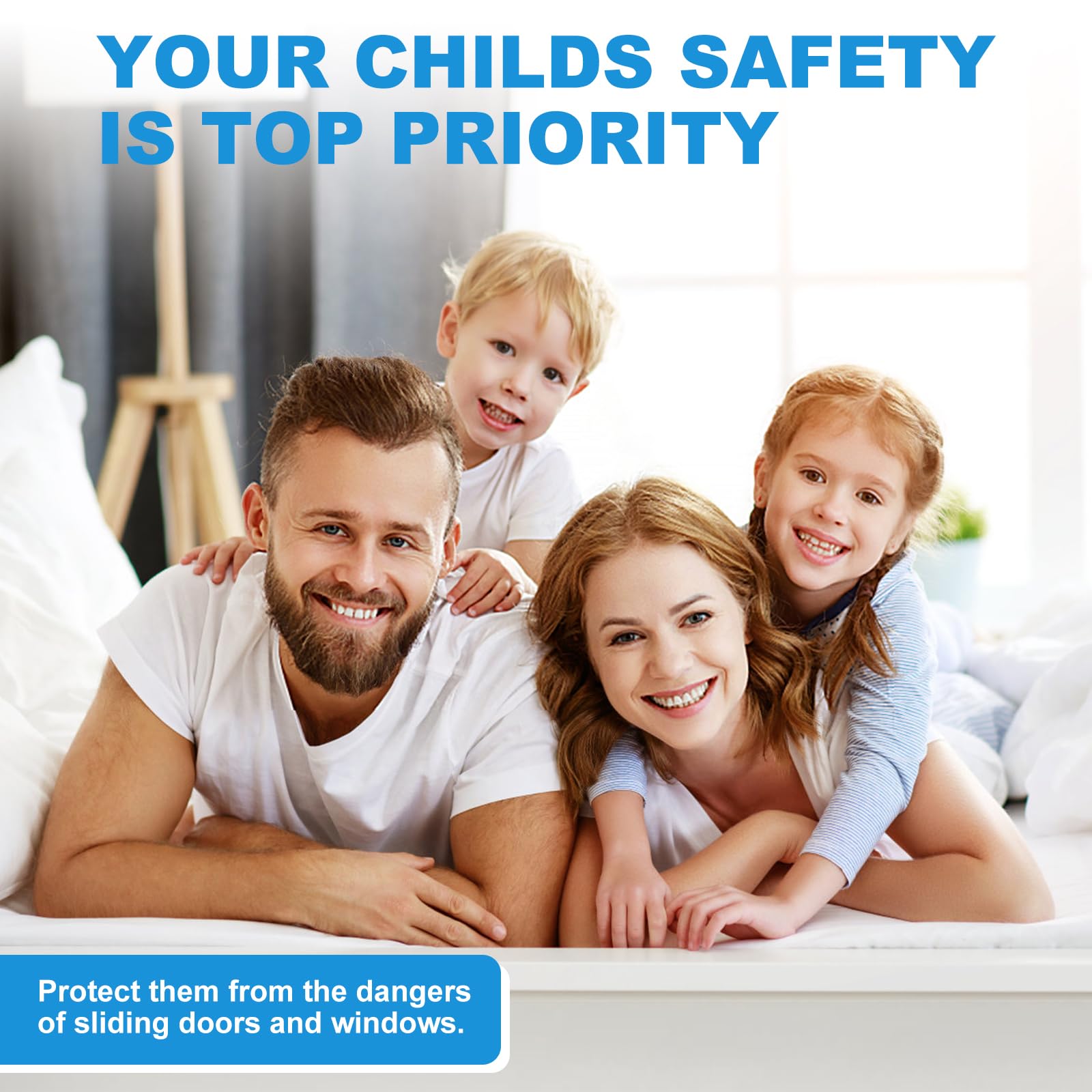 4-Pack Sliding Door Locks for Child Safety - No Drill Window & Glass Door Locks with Strong 3M Adhesive Tape | Perfect for Baby Proofing Homes, Apartments & Offices