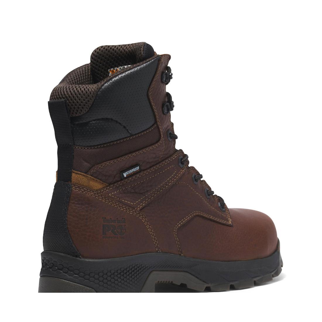 Titan Ev 8 Inch Composite Toe Waterproof Work Boots for Men - Slip Resistant Safety Shoes with Electrical Hazard Protection - Ideal for Construction, Warehouse & Outdoor Work (Brown)
