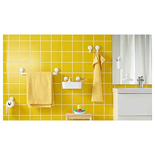 IKEA TISKEN White Polycarbonate Plastic Toilet Paper Holder with Strong Suction Cups - Bathroom Wall Mounted Storage for Small Spaces, RVs & Apartments