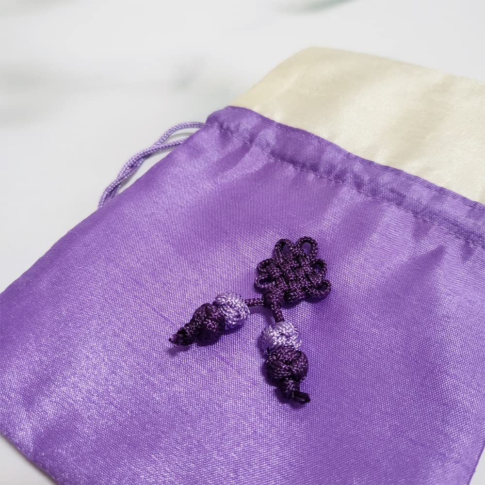 6 Pack Korean Traditional Lucky Pouch Bags - Purple Jewelry & Coin Pouches, Fabric Gift Wrap for Wedding Favors, Birthday Presents & Travel Organizers