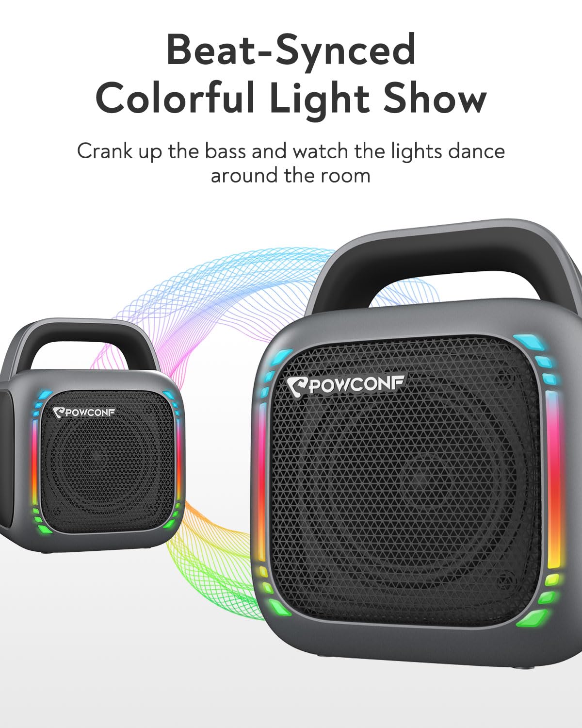 Portable Karaoke Machine with 2 Wireless Microphones - Bluetooth PA Speaker System with RGB Lights for Adults & Kids - TWS Party Speaker with AUX/USB/TF Input - Perfect for Home Parties, Birthday Celebrations & Outdoor Gatherings
