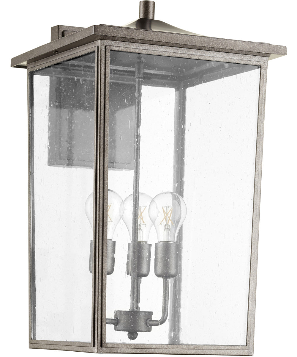 13W Riverside 3-Light Wall Mount Outdoor Light Fixture in Weathered Zinc Finish - Perfect for Porch, Patio, and Garden Lighting