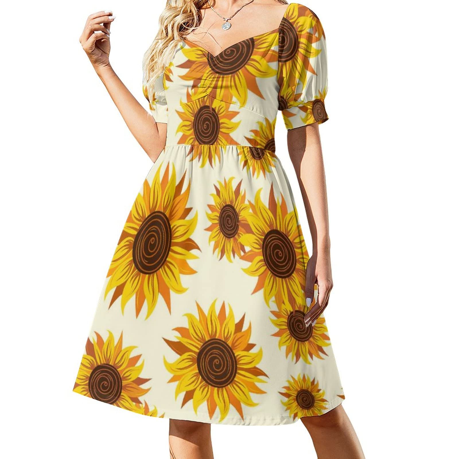 NiYoung Women's Summer Short Sleeve Party Dress - Flowy Pleated Casual Dress for Beach, Wedding & Cocktail Party | Perfect for Vacation, Date Night & Special Occasions