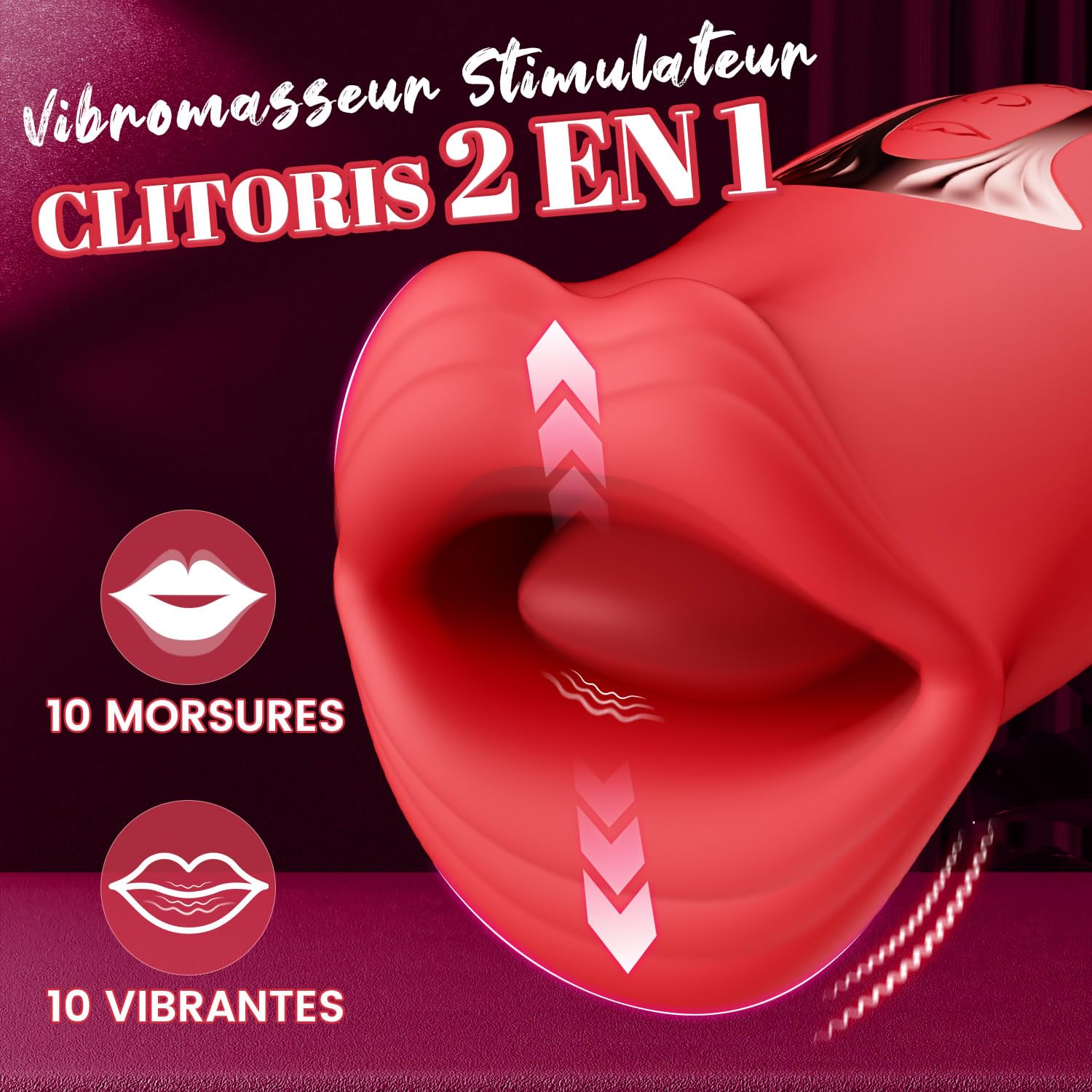 **10-Speed Rose Clitoral Vibrator for Women - Dual-Action Tongue Licking & G-Spot Stimulation - Powerful Rechargeable Adult Sex Toy with Bite & Vibration Modes - Perfect for Solo Play & Couples Foreplay**