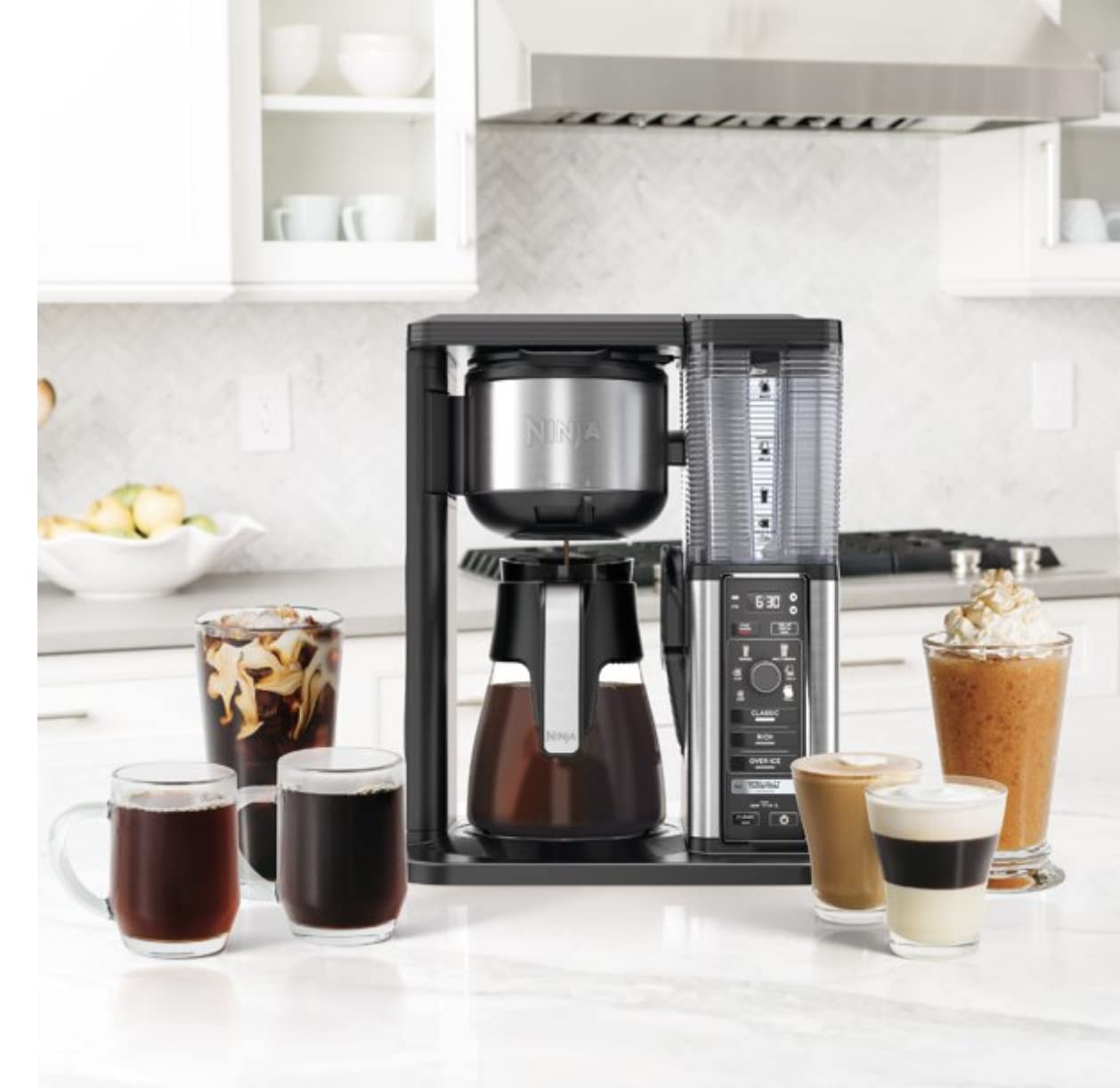 Ninja Specialty Coffee Maker CM400 - Removable Water Reservoir & Glass Carafe for Single-Cup Brewing | Fold Away Cup Platform | Perfect for Home, Office or Dorm Use