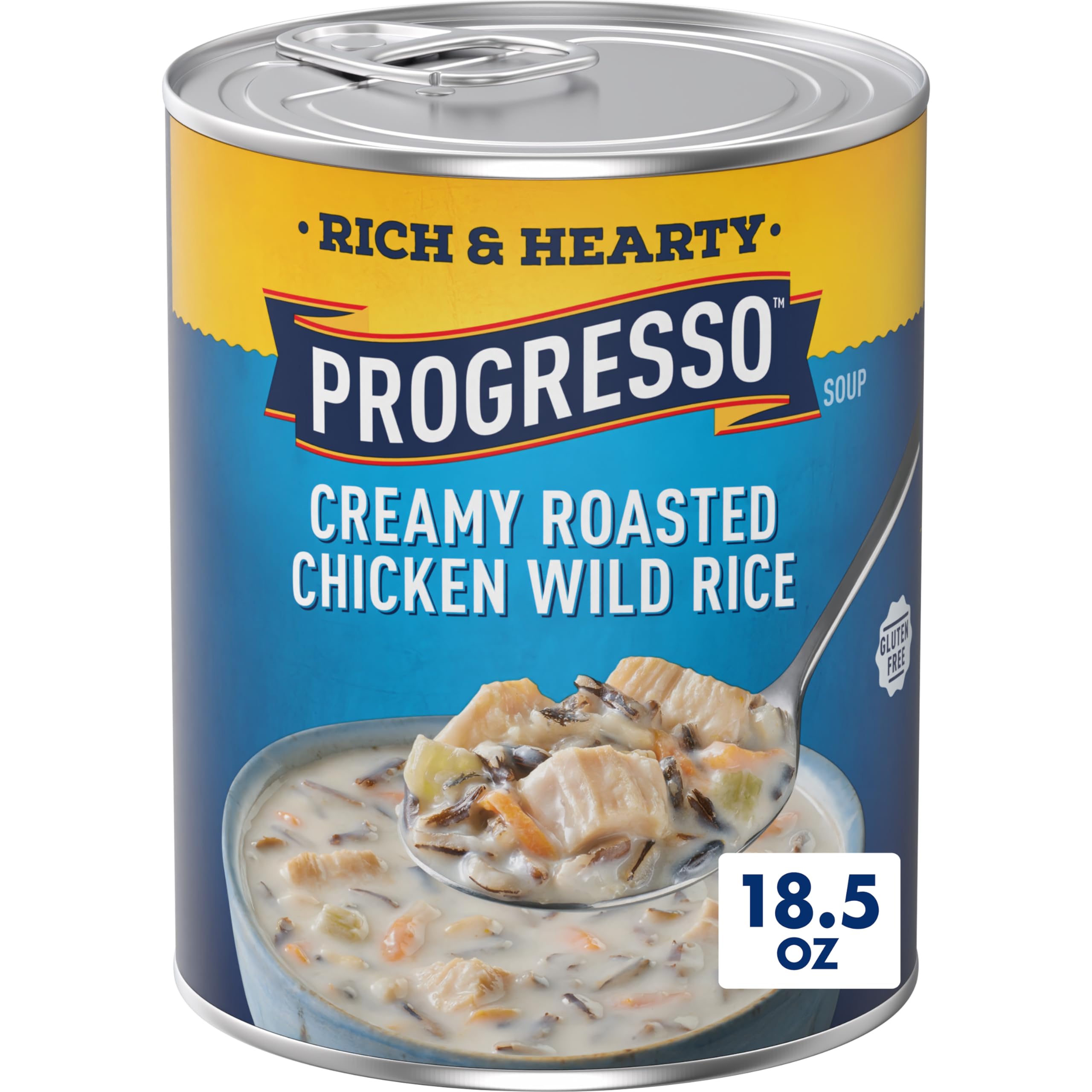 Progresso Rich & Hearty Creamy Roasted Chicken Wild Rice Soup - Gluten Free Canned Soup, 18.5 oz - Perfect for Quick Lunches, Camping & Emergency Food Storage