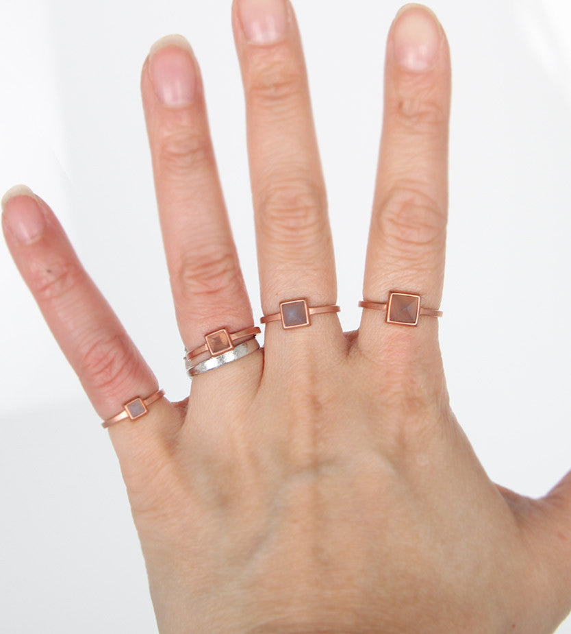 Stackable Gemstone Pyramid Rings for Women - Elegant Boho Jewelry Set for Layering & Everyday Wear - Perfect for Gifts, Parties & Fashion Accessories