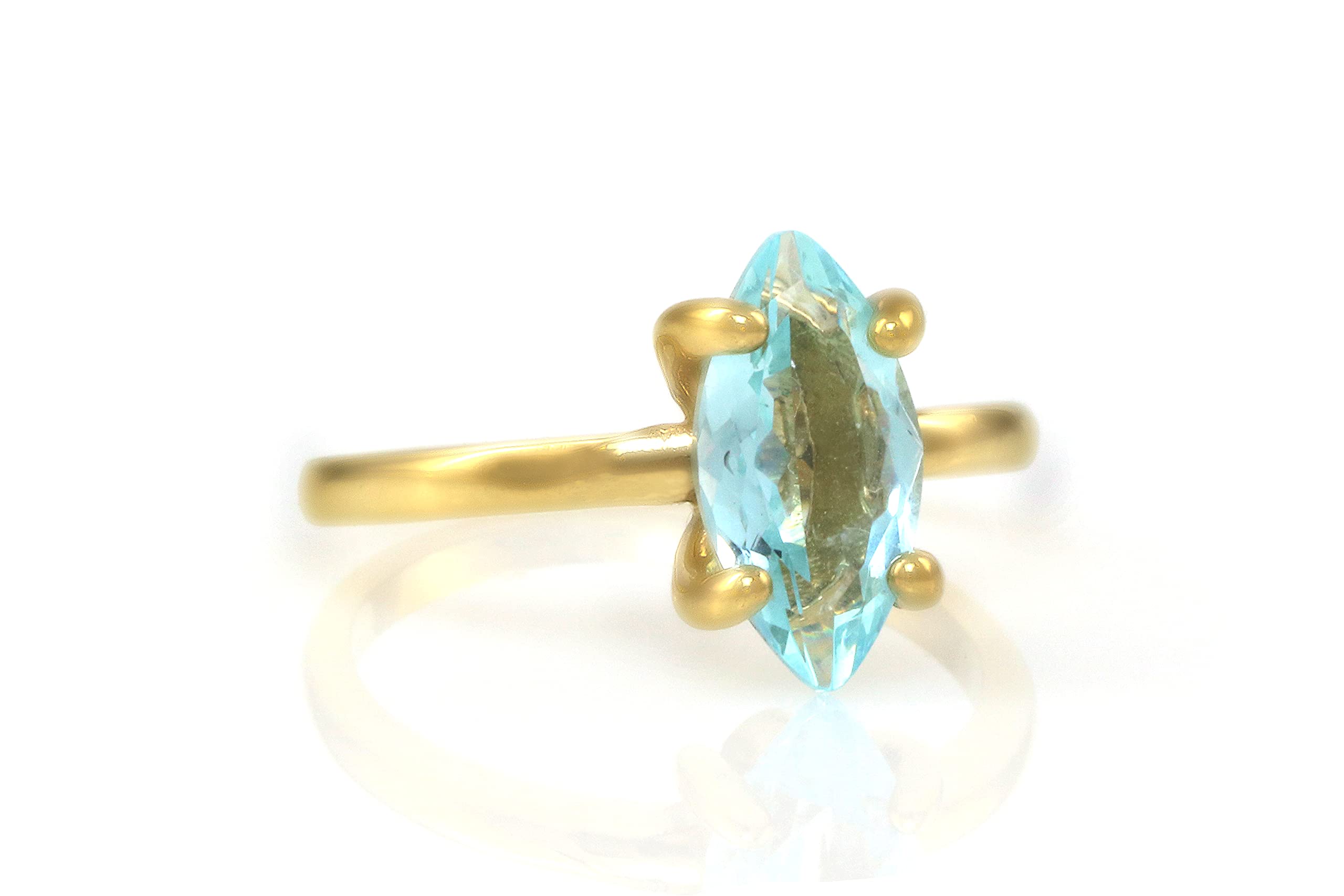 Exquisite 14k Gold Marquise Topaz Rings for Women - Elegant Birthstone Jewelry Gift with Velvet Jewelry Box | Perfect for Anniversaries, Birthdays & Special Occasions