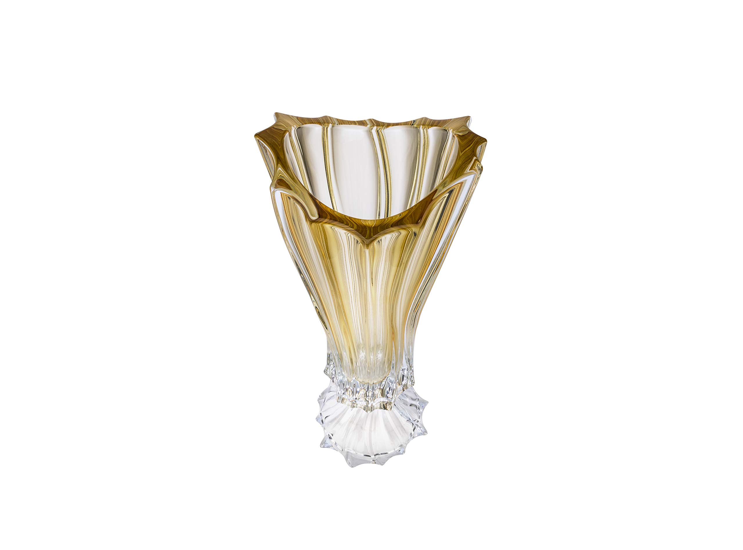 Bohemian Crystal AU52067 - 16 Inch Elegant Footed Bud Vase with Plantica Amber Finish | Perfect for Home Decor, Wedding Centerpieces & Floral Arrangements
